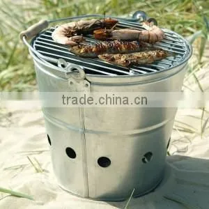 Stainless Steel Stoves Charcoal Grill Portable BBQ Barrel Outdoor Barbecue Bucket for Beach and Camping thumbnail-1