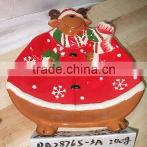Hand Made Christmas Reindeer Shape Ceramic Christmas Plate for Supply thumbnail-1