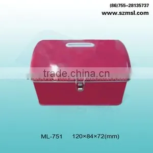 Rectangular Coin Bank Tin Box Tin Can With Lock thumbnail-1