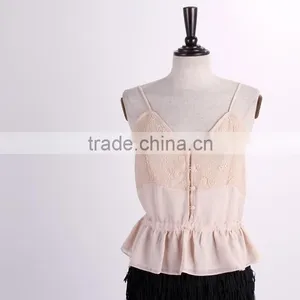 Guangzhou Cheap V-neck Women Chiffon Vest Tops thumbnail-1