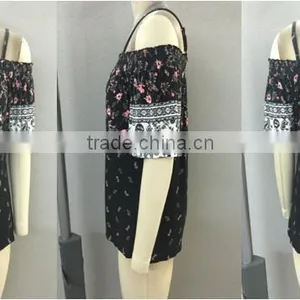 SMOCKED NECK FLORAL TOP thumbnail-1