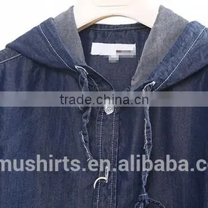 Cotton Denim Shirt With Hoody Hat thumbnail-3