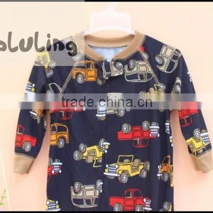 TinaLuLing 100% Cotton Wholesale Baby Winter Footed Pajamas Boys Car Design One Piece Pajamas thumbnail-2