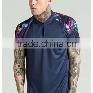 2016 Fashion Design Mens Baseball Jersey With Sublimation Printed Sleeves 100% Polyester Curved Hem 1/4 Zipper Baseball T Shirt thumbnail-1