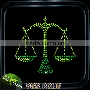 Cheap Bling Beatiful Libra Rhinestone Motif Iron On T-shirts Transfer Custom Constellation thumbnail-1