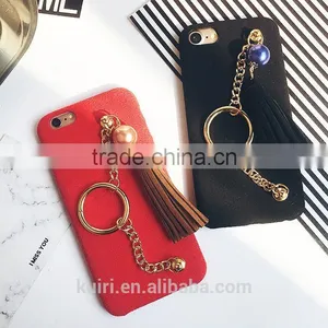 2017 New Fashion Retro Metal Ring Tassel Phone Case Pendant for Apple Iphone 7 7plus 6 6s 6plus Back Cover Case Pu-82 thumbnail-1
