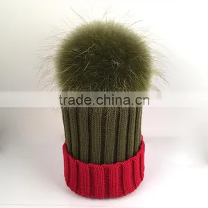 Myfur Christmas Gift Raccoon Fur Pom Poms Winter Beanie Hat Wholesale thumbnail-1
