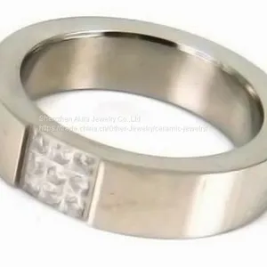 8mm Stainless Steel Diamond Ring / White Crystal Wedding Band Ring thumbnail-4