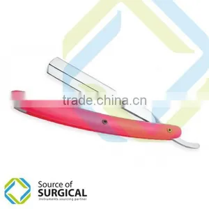 Plastic Handle Pink Steel Barber Straight Razor| Durable White Steel Handle High Quality Razor B-SR-16 thumbnail-1