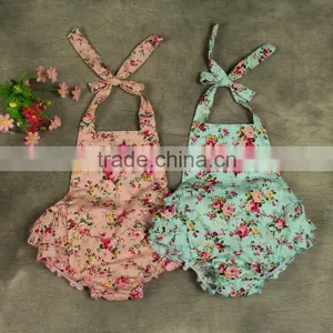 Infant Gtirls' Cotton Flower Straps Ruffles Bodysuit thumbnail-1