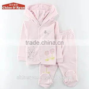 100% Cotton Long Sleeve Clothes Baby Girl Sleep Pink Infant Wear thumbnail-1