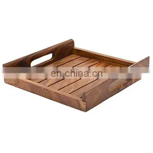 Wooden Tray With Metal Handlewooden White Wooden 3 Tier Round Tray thumbnail-1