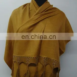 Silk Pashmina Scarf With Sued Trims thumbnail-1
