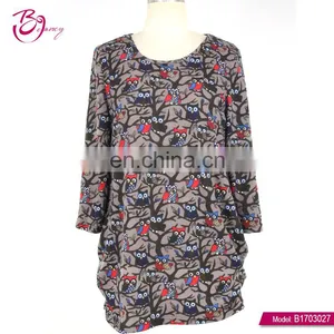 Round Neck Checked Womens Long Sleeve Casual Polyester Top thumbnail-3