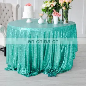 SQN#10 Ocean Blue Sequin Table Overlay Wedding Table Cloth Sequin thumbnail-5