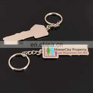 Custom Logo Key Shaped Metal Keychain thumbnail-4