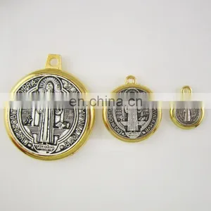 Gold and Silver Tone Saint Benedict Medal Pendants thumbnail-2