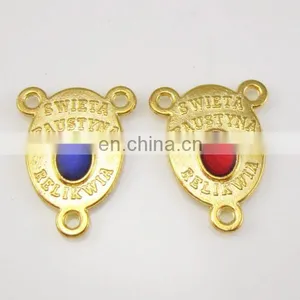 Gold Plated Swieta Faustyna Relikwia Rosary Centerpiece thumbnail-1