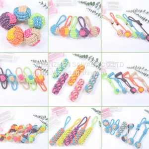 Multicolor Cotton Cord Woven Teeth Grinding Teeth Resistant Teeth Cleaning New Dog Toy Pet Toy Ball Dog Supplies thumbnail-1
