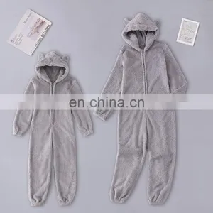 Hot Style Mom Plus Size Plush Jumpsuit Hooded Pajamas Parent-child Mom and me Sleeping Wear thumbnail-4