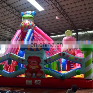 Multifunctional Inflatable Rainbow Candy Jumper Obstacle Bouncer House, Inflatable Bouncer Castle With Double Slide thumbnail-2