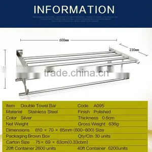 Wesda Wall Mounted Stainless Steel Bathroom Shelf Towel Rack A095 Quality Choice thumbnail-4