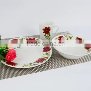 12 Pcs Porcelain Dinner Set With Flower Design, Ceramic Dinnerware Sets thumbnail-1