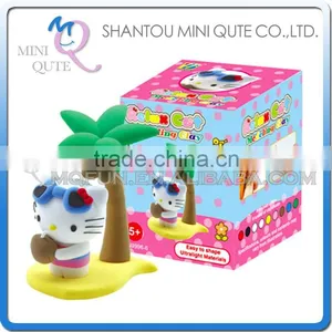 Mini Qute Bonnie Kawaii Coconut Tree Hello Kitty DIY Cartoon Model Building Block Plasticine Clay Educational Toy NO.BN9996-6 thumbnail-1