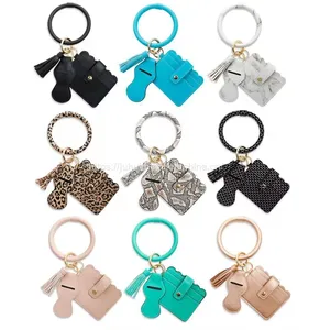 New Design Custom Silicone Beads Bracelet Keychain Wristlet Silicone Wristlet Keychain Bracelet thumbnail-1