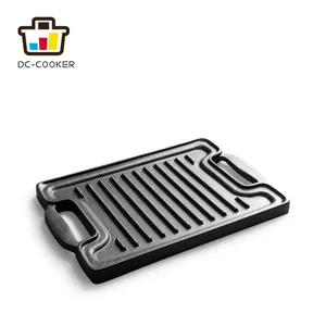 Cast Iron Grill Tray 36*26cm Uncoated Barbecue Tray Non-stick Household Iron Plate Cooking Outdoor Rectangular Charcoal Fire Pan thumbnail-1
