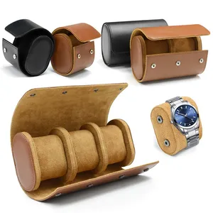 Wholesale 1 2 3 Slot Wristwatch Travel Case Caja Para Reloj Custom Portable Luxury Leather Watch Roll Holder Boxes Cases for Men thumbnail-1