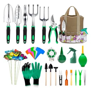Heavy Duty Gardening Kit With Metal Shovel Rake Fork Pruning Scissors Gloves and Portable Garden Tool Bag thumbnail-2