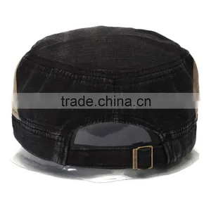 Top Quality Low Price Wholesale Adjustable Back Closure Vintage Washed Cotton India Flat Top Manufactures Caps Military Cap thumbnail-3