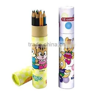 2014 Best Sales 12pcs Wooden Printing Color Pencil In Tube Box For Kids&School thumbnail-1