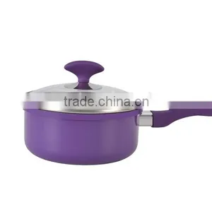 Purple Pressed Aluminum Nonstick Coating Casserole Pot With Silicone Paint Handles Forged Aluminum Imitation thumbnail-3