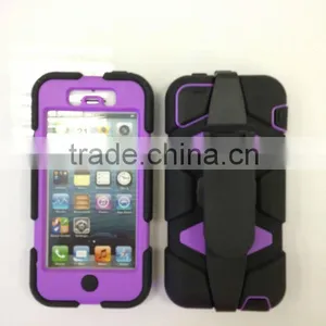 Hybrid Combo Silicone Plastic Hard Mobile Phone Cover Case for Iphone 5c With Clamp Holster 3 in 1 thumbnail-1