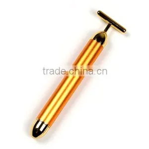 as Seen on tv 2015 T-shape Face Beauty Facial Massager 24k Gold Bars thumbnail-1