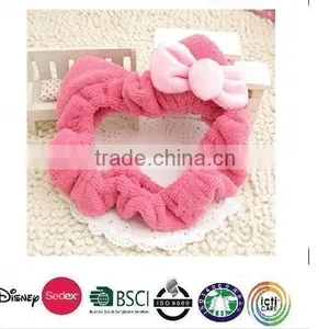 2015 Popular Fashionable Comfortable Coral Dots Makeup Headbands/Plush Bath Hair Holder Rose Pink thumbnail-1