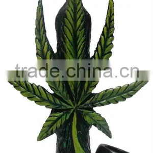 Figurine Shaped Hand Crafted Smoking Pipes - 420 Green Leaf thumbnail-1