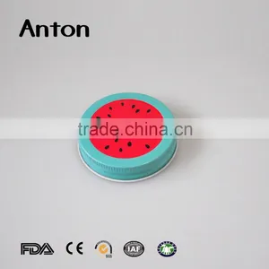 Watermelon Shaped Custom Mason Canning Jar Lids With Straw thumbnail-3