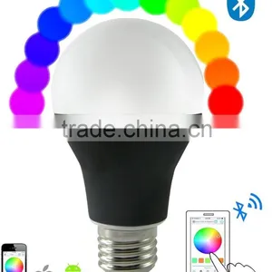 E27 Music Alarm Group Bluetooth E27 Dimmable 16Million Colors Smart LED Light Bulb 85-265v thumbnail-1