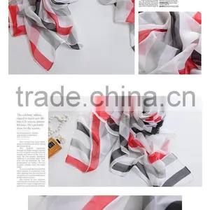 Lady's Customized Polyester Silk Like Soft Handfeel Chiffon Printed Long Scarf Shawl Wraps Sarong thumbnail-5