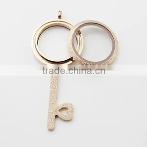 Rose Gold 25mm Screw Sparkle Stainless Steel Floating Charm Glass Lockets thumbnail-1