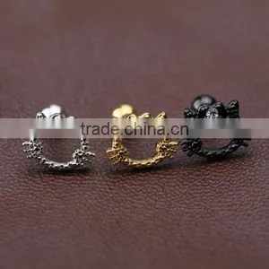Cat Shape Ear Cartilage Cuff Helix Tragus Stud Earring Barbell Piercing thumbnail-1