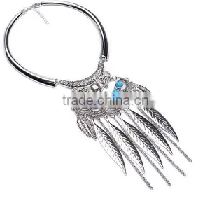 Hot Gypsy Ethnic Tribal Turkish Boho Leaves Tassels Exaggerate Necklace thumbnail-6
