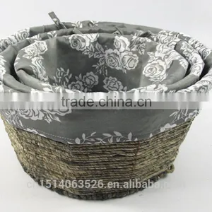 Set of 3 Round Maize Weaved Storage Baskets With Lining-cheap Wicker Baskets thumbnail-1