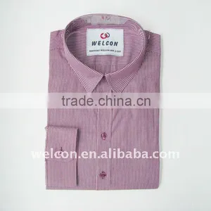 China OEM ODM Men's 100% Cotton Long Sleeve Popular Stripe Classic Business Dress Shirt thumbnail-1