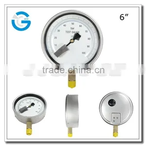 High Quality Stainless Steel 6inch Precision Test Gauge With Bottom Connection thumbnail-1