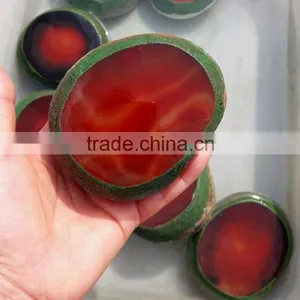 Beautiful Natural Amazing Water Bile Agate Geode With Native Water Inside Red Agate Stone thumbnail-2