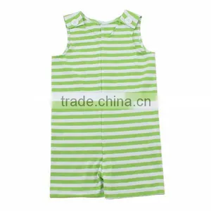 Wholesale 2016 Popular High Quality Soft Cotton Strip Fabric Baby Lime Striped Romper for Baby Girls thumbnail-1